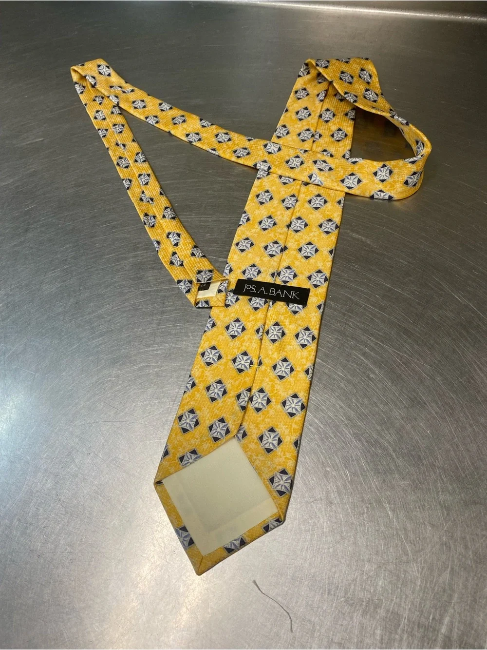 Jos. A. Bank Yellow Geometric Medallion Silk Tie